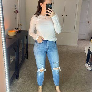 Abercrombie Curve Love Skinny High Rise Distressed Jeans